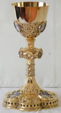 Solid silver gilt antique French Gothic Chalice.